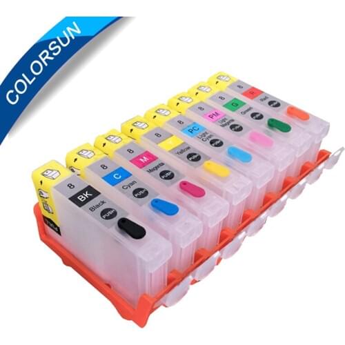 Colorsun 8 colors Refillable CLI-8 CLI8 ink Cartridges for Canon PIXMA PRO 9000 PRO9000 ink cartridge with ARC chips