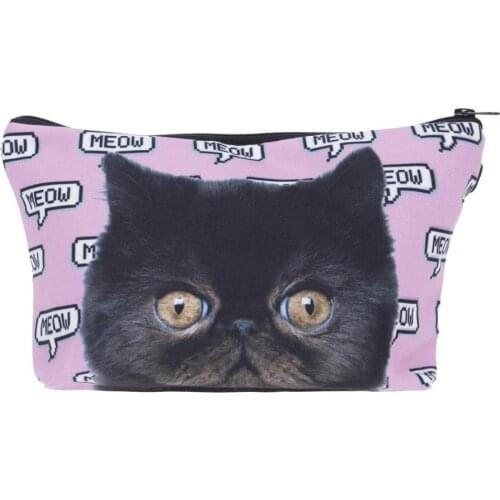 Fashion black cat Cosmetic Bag Print Women Brand makeup bags Cute bag headset candy Cosmetic Bagsdigital printing Collection men