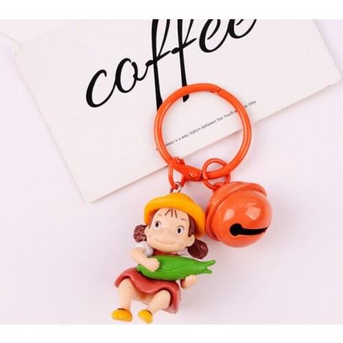 Cartoon Anime Resin My Neighbor Totoro Keychain Fashion Heart Pig leopard Mei Key Chains Bell Keyring Car charms key Pendant Gif