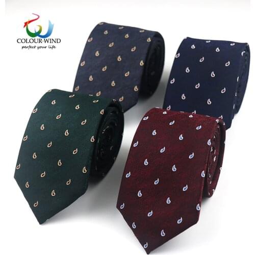Mens Pasiley Tie 7CM Width Cashew Jacquard Polyester Neck Ties For Business Formal Pocket Square 23*23CM Wedding Party Gravatas