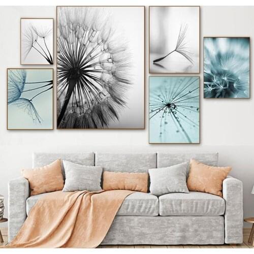Wall art canvas abstract painting picture Nordic Dandelion Flower s and prints living room scandinavian black and white