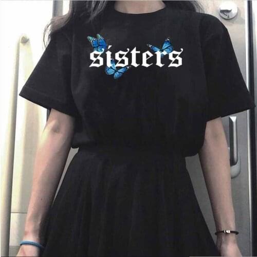 New Punk T-shirt Gothic Harajuku butterfly sister T-shirt Harajuku summer 2021 short-sleeved casual retro top tee cheap cloth