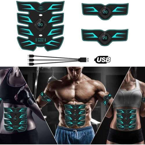 2020 New USB Charging Electro Muscle Stimulation Abdominal Stimulator Electroestimulador Trainer Body Slimming Fitness Massage