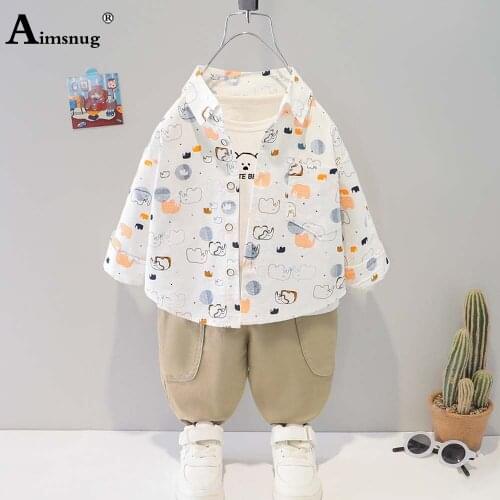 Aimsnug 2021 New Kids Clothes Baby Girls 2PCS Outfits Cargo Pants and Elephant Print Shirt Toddler Children Two Piece Shirt Sets