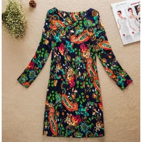 LET-SETTING new fashion ethnic style sleeve dress code printing Plus Size European American A-line dress bottoming dress