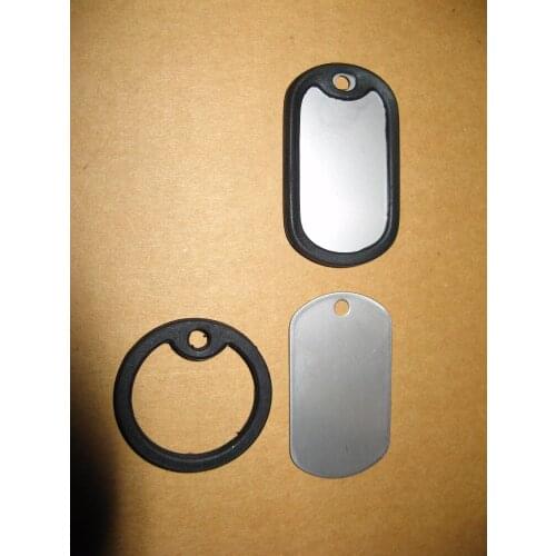 New unique Designer Mens Military Army Style Blank Stainless Steel Dog Tag dog cat tag AND Black Circle Silencer