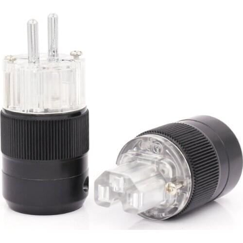 One pair Silver plated EUR Schuko Power Plug IEC plugs for DIY power plugs