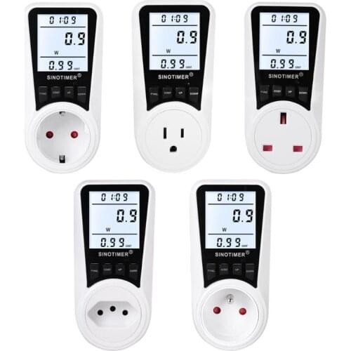 OOTDTY Electricity Usage Monitor Power Meter Plug Digital LCD Display Energy Meter Plug Volt Amps Watt kWh Consumption Analyzer