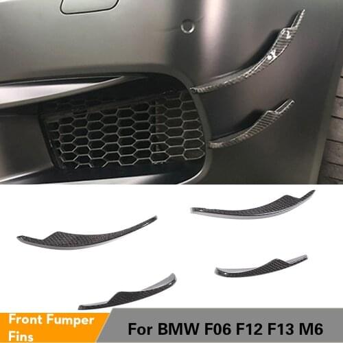 Car Front Bumper Fins Splitters Canards for BMW F06 F12 F13 M6 2013 - 2016 Front Bumper Splitters Air Vent Trim Carbon Fiber