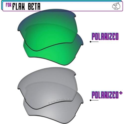 EZReplace Polarized Replacement Lenses for - Oakley Flak Beta Sunglasses - SilverP Plus-Green P
