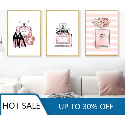 Christmas Canvas Painting Abstract Poster Perfume Art Print Parfum Pink Picture Fashion Art Prints Living Room Home Decor