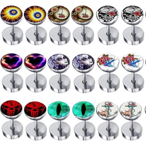 Fanpeijy 2pcs Cartilage Earring Fake Plugs Cheater Illusion Ear Stud For Men Stainless Steel Piercing False Tunnel Drop Shipping