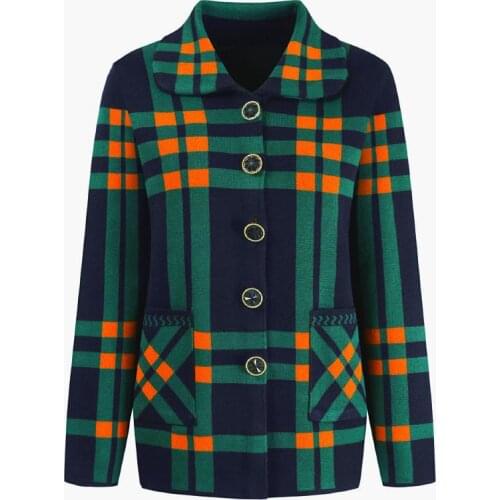 Middle-aged Elderly Women Sweaters Knitted Sweater Cardigan Autumn Winter Plus Size Female Plus Fleece Sweaters Jacket R704