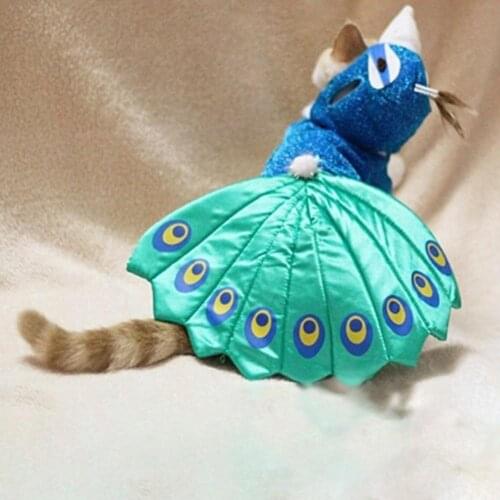 Outwear Peacock Design Adjustable Cotton Pet Cosplay Costume for Halloween
