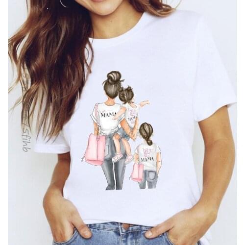 Premium T-Shirts Top For Women Cartoon Mama Girls Spring Autumn Mom Love Clothing Lady Graphic T Shirt Ladies Female Tee T-Shirt