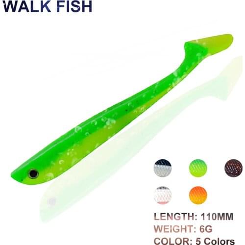 WALK FISH 4PCS/Lot Soft Fishing Lure 110mm/6g Silicone Awaruna Baits Wobblers Soft Baits Atificial Baits For Sea Fishing