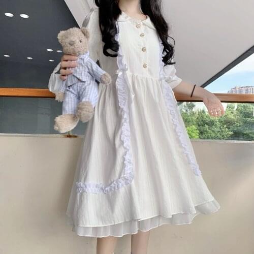 Japanese Doll Collar High-Waist Short-Sleeved fairy dress tea party lolita dress sweet lolita doll princess lolita dress