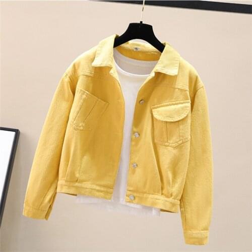 Candy-colored Denim Jacket Women New Spring Autumn Korean Long Sleeve Student Vintage Jeans Jacket Loose Short Outerwear G292