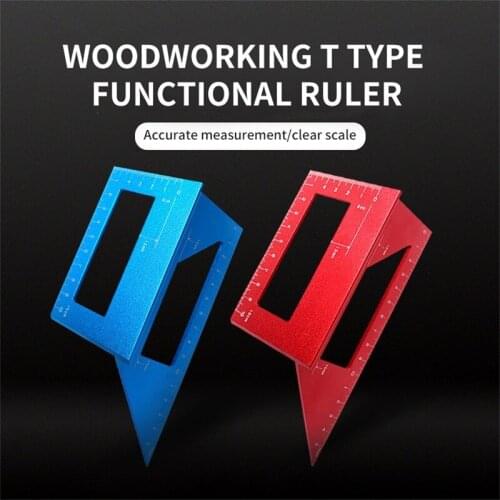 1PC 45/90 Degree Woodworking Angle Ruler Aluminum Alloy T-shaped Gauges Multifunctional Angle Protractor Gauge Measuring Rulers