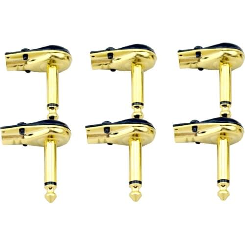 10pcs/lot pedal patch cables Mono plug jack Gold for a Gold-eplated 6.35mm Connectors for instrumental guitar cables