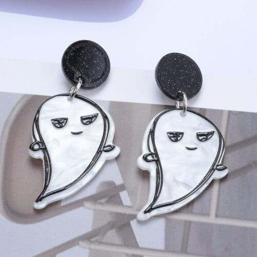 2021 Halloween Ghost Skull Earrings For Women Boho Black Acrylic Luxury Drop Earrings Festival Jewelry Party Gifts Wholesale