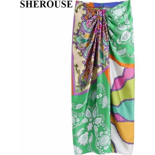 2021 New Summer Women Printed Skrit Mid-Calf Skirt Chic Lady Fashion Casual Women Clothes