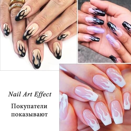3D Nail Sticker Cool Black and white gold and silver flame Nail Art Decorations Nails Accessories Fashion Manicure Stickers