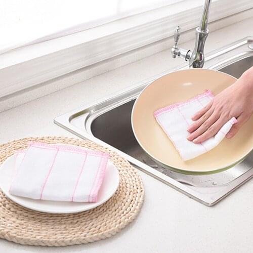5 layers cotton and wood fiber dish towels non-oil scouring cloth kitchen cleaning cloth oil cleaning dish cloth Both sides