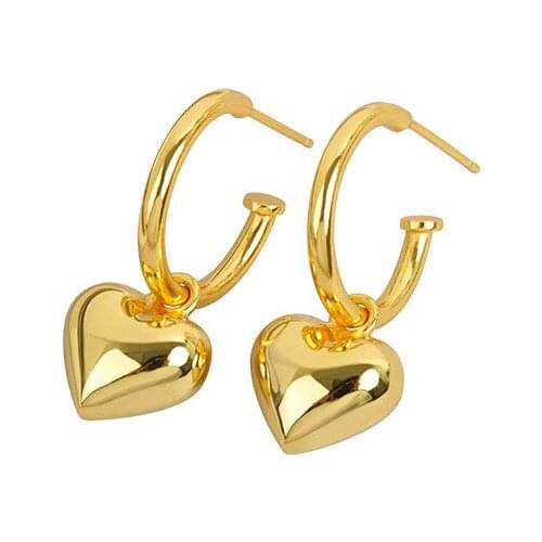 925 Sterling Silver Heart Charm Stud Earring For Women Girls Party Punk Jewelry Pendientes Accessories eh270