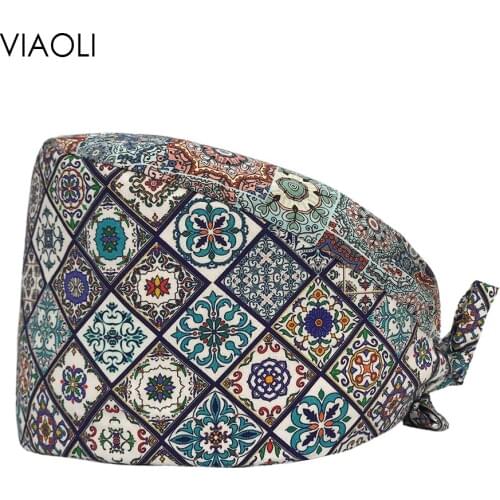 Ankara Printing Pharmacist Dental Clinic Work Caps Hospital Nurse Caps Pet Grooming Doctor Hat Operating Room Doctor Scrubs Caps