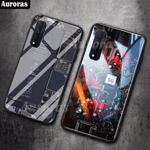 Auroras For Realme 7 4G Case Explorer Painted Tempered Glass Silicon Shockproof Cover For Realme Narzo 30 5G Case