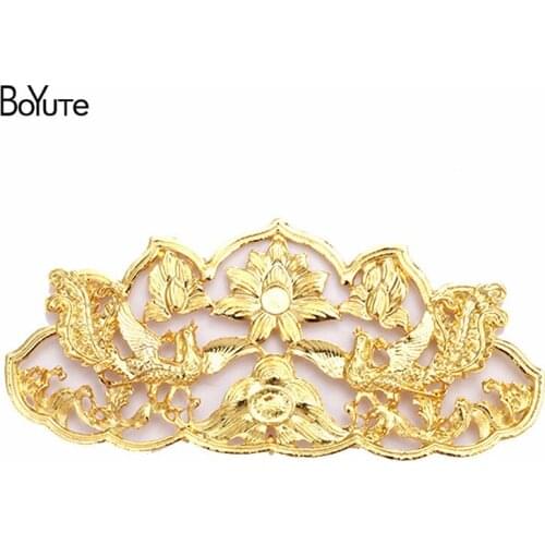 BoYuTe Factory Direct Wholesale DIY Jewelry Accessories 2Pcs 57*127MM Metal Alloy Flower Hair Jewelry Materials