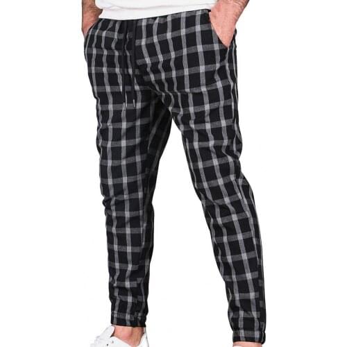 Fashion Pants for Men Vintage Streetwear Plaid Autumn Trousers Casual Printed Running Jogger Pants Male Clothes Sportspants