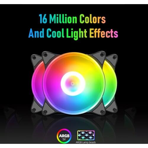 COOLMOON 12cm Small 6 Pin PC Case Cooling Fan RGB Desktop Computer Chassis Heatsink Radiator Cooler with Controller Kit