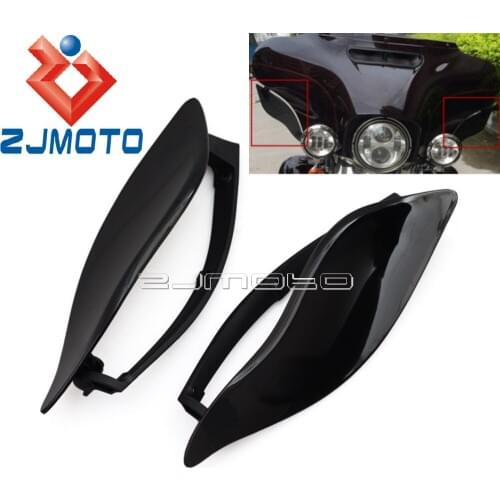 Black Motorcycle ABS Plastic Upper Outer Air Deflectors For Harley Electra Glide Street Glide and Tri Glide 14-Later Side Wings