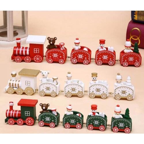Wooden Christmas Train Toys Santa Snowman Bear Kids New Year Gift Little Train Christmas Decoration for Home Natale 2020