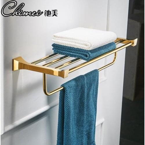 European Copper Bathroom Accessories Antique Folded Towel Rack Wall Mount Bathroom Continental Shelf Bathroom Towel Rack Sj30