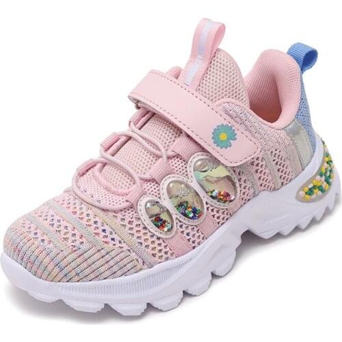 Fashion Girl Lightweight Sneakers Kids Running Shoes Outdoor Sports Shoes Breathable Mesh Comfort Children Casual Trainers Shoes
