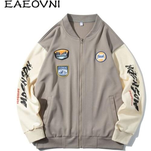 EAEOVNI Bomber Jacket Men Autumn Winter Jackets Coats Print Mens Sweatshirt Hip Hop Streetwear Male Windbreaker Cardigan Sweater