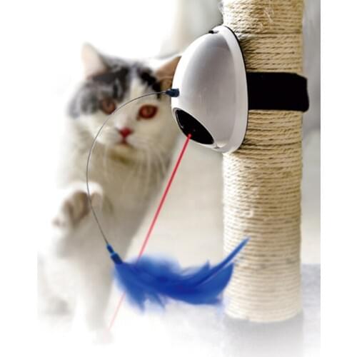 Cat Laser Toys Pet Kitten Laser Feather Toys 360 Degree Automatic Electric Toys with Base Funny Feather Toys Pet Cat Supply