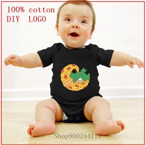 The Great Pizza of Kanagawa Japan Fuji Mountain summer Baby Girl Bodysuits baby Cartoon Baby Boys girls Jumpsuit cotton sets