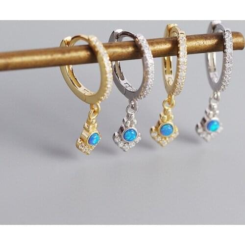 WTLTC Bohemia Mini Cubic Zirconia Opal Stone Hoop Earrings 925 Sterling Sliver Drop Tiny Heart Hoops Earrings With Charms 2021