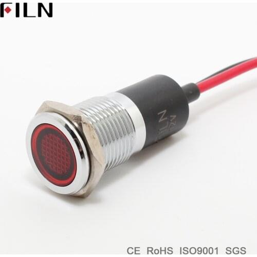 Metal Indicator light 14mm pilot Signal lamp with 20cm wire 6V 12V 24V 110V 220v red yellow blue green white led