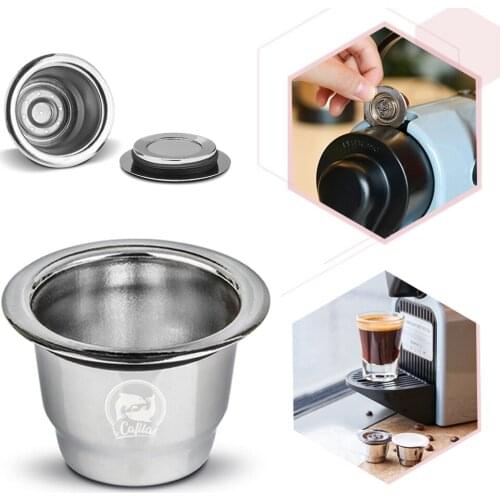 Nespresso Reusable Coffee Capsule Stainless Steel Refillable Filters Espresso Cup Fit for Inissia & Pixie Coffee Maker Machine