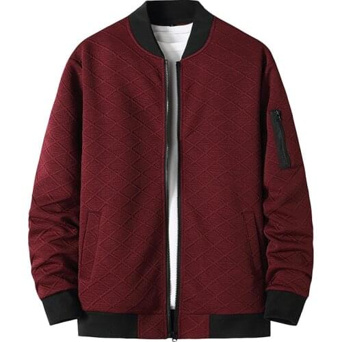 Fashion Mens Wine Red Cotton Flight Bomber Jackets Brand Slim Fit Casual Autumn Winter Varsity Baseball Windbreaker Chaquetas