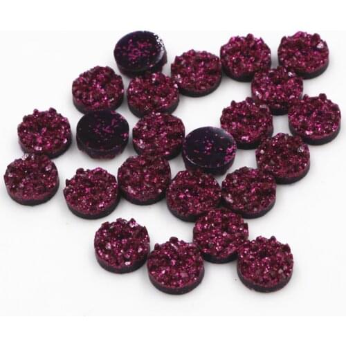 Fashion 8mm 10mm 12mm 40pcs Dark Purple Red Colors Natural ore Style Flat back Resin Cabochons For Bracelet Earrings accessories