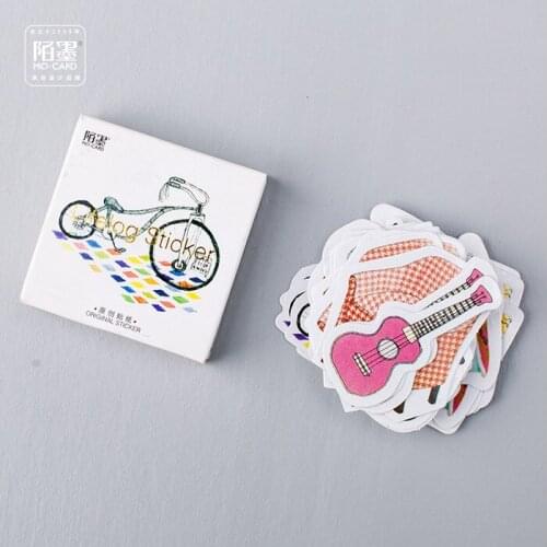 45pcs/box Guitar Cookies Cartoon Stickers Adhesive Stickers Diy Decoration Stickers Stationery Stickers Escolar Papelari