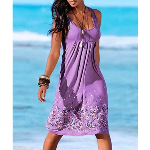 2019 New Sleeveless Floral Print Loose Dress Fashion Six Colors Casual Women Dress Robe Femme Ete Sexy Dress Plus Size S-5XL