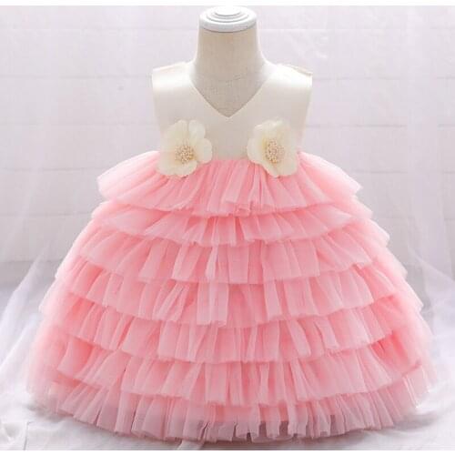 2021 New Sleeveless Infant Baby Princess Dresses Baby Multi-layer Cake Dresses Kids Mesh Dresses Girls Party Evening Dresses