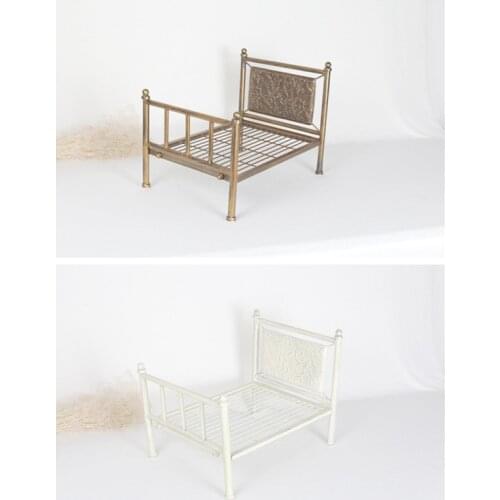 Newborn Vintage Bed photography props Rustic Baby Bed photo backdrop Newborn stain Iron Basket background